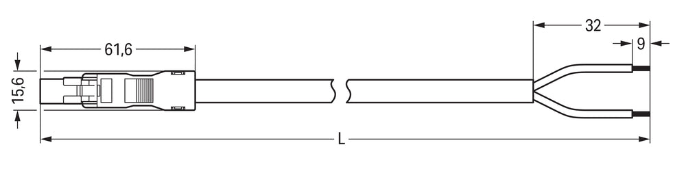 Vorgefertigtes Verbindungs Kabel 2x1.5mm² Blau 3M - 891-8382/266-301