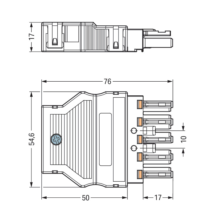 WAGO 5 Pole Female Socket With Strain Relief - 770-105