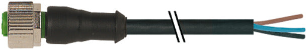 M12 Female Sensor Cable 4-Pin PUR 5M Black - 7000-12221-6340500