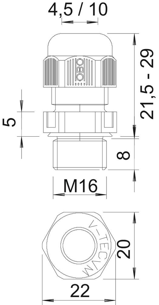 OBO M16 IP68 Cable Gland With Strain Relief Black - 2022885 [10 Pieces]