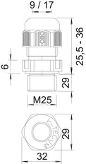 M25 Metrische Kabeldurchführung Mit Langer Gewinde IP68 - 2022970 [5 Stück]