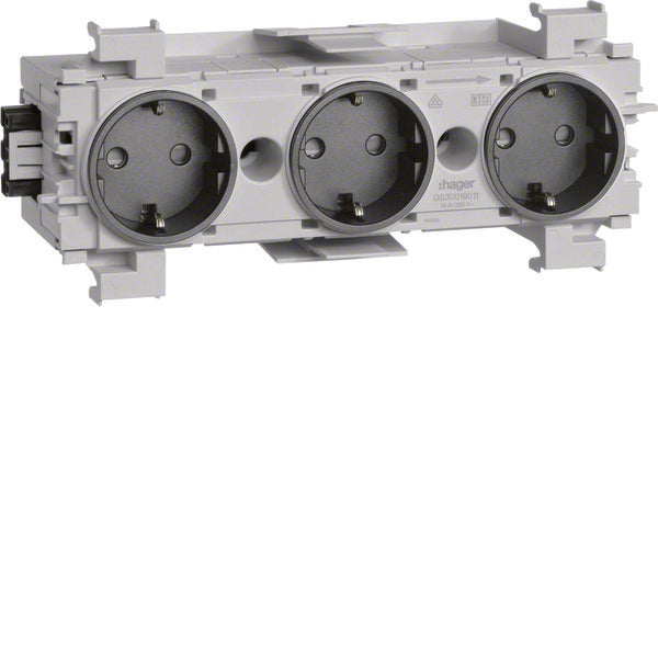 Dreifach Steckdose Wago Frontmontage Schwarz - GS30019011