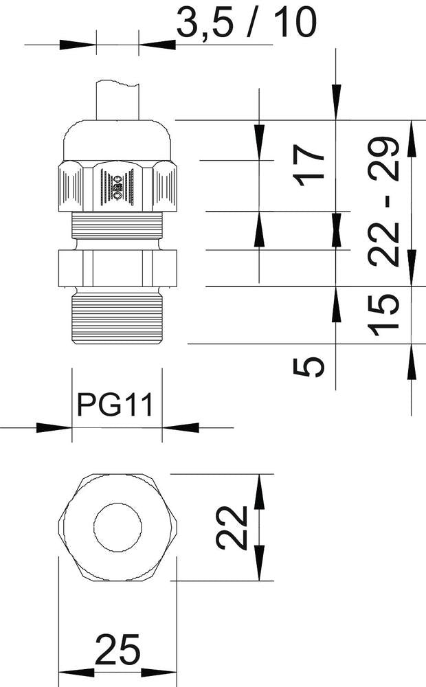 IP68 PG11 Kabeldurchführung Mit Zugentlastung - 2024195 [5 Stück]