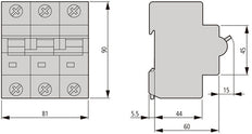 Eaton 80A 3P+N Circuit Breaker C-Characteristic 25kA - 211803