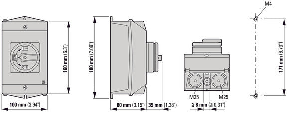 Eaton P1 25A Drei-Pole Hauptschalter Mit Stoppfunktion - 207295