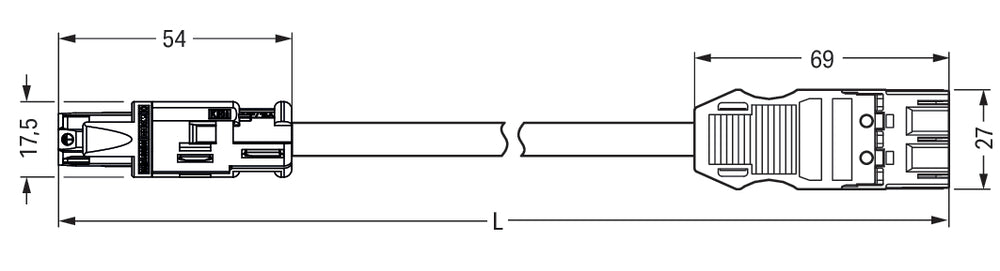 WAGO ECA MIDI 3-Poliger Adapterkabel 3M Braun - 774-9973/1506-305