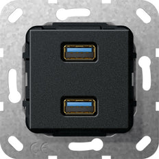 Gira USB 3.0 Dual Port Gender Changer Black - 568410