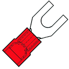 Isolierte Gabelschuh M4 Rotes Nylon Für 0.5-1.5mm2 Kabel - 156510 [100 Stück]