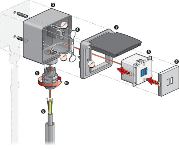 IP55 Scharnieradapterrahmen 45x45mm Für Datenmodule - 700-85000