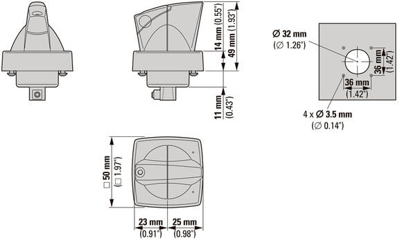 Eaton K1 Drehgriff 6mm Türmontage Mit Zylinder-Vorhängeschloss - 1818031