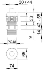 PG48 IP68 Kabelverschraubung Mit Zugentlastung RAL 7001 - 2022702