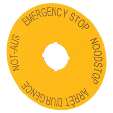 Emergency Stop Label 90mm Multilingual Yellow - 216467