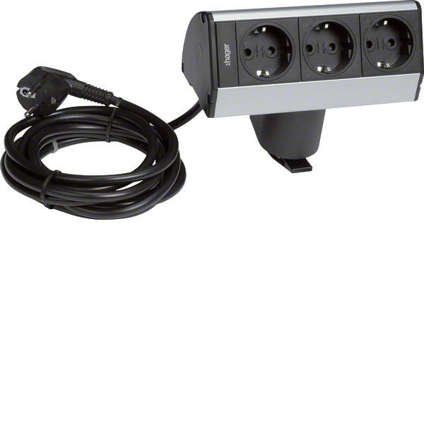 Hager Desktop Strommodul 3 Schuko Steckdosen Anodisiert - G7067ELN