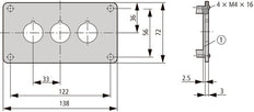 Eaton M22-E3 Triple Mounting Plate For Control Devices - 216544