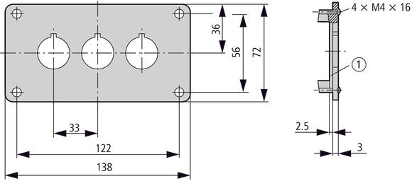 Eaton M22-E3 Dreifach Montageplatte Für Steuergeräte - 216544