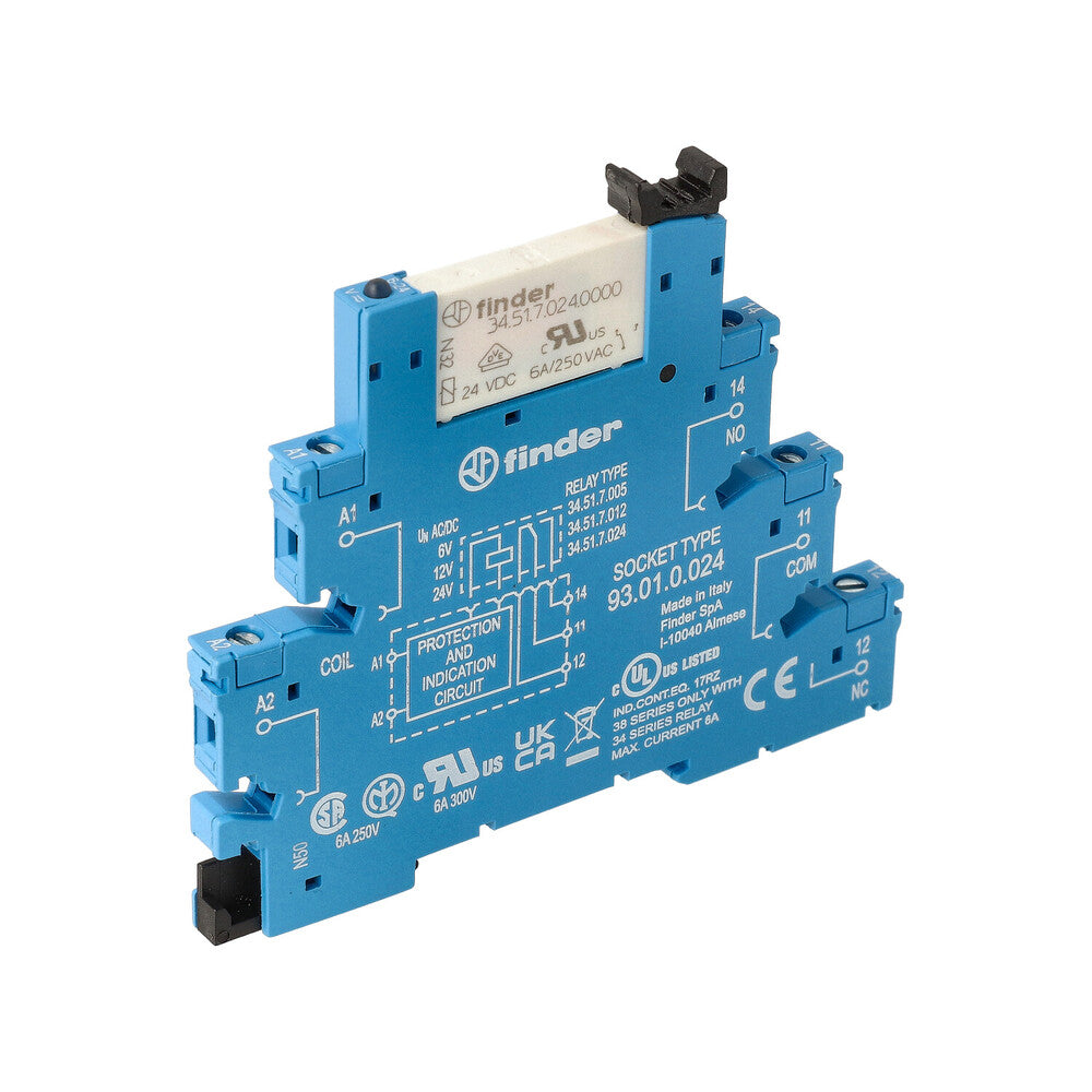 Finder Schnittstellenrelais 6A 24V AC/DC Mit Sockel - 38.51.0.024.0060S