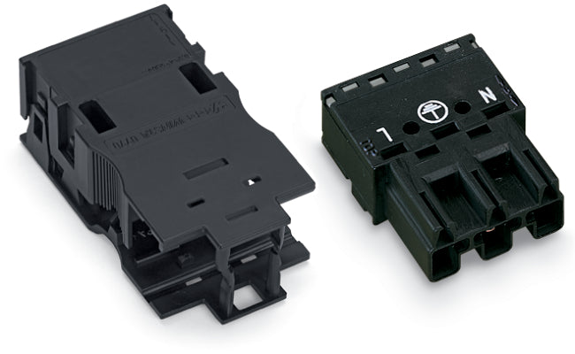 3-Pole Strain Relief Connector Plug 4mm Black - 770-213/035-000 [2 Pieces]