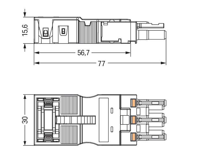 3-Polige Steckdose Mit Zugentlastung 4mm Schwarz - 770-203/035-000