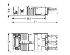 3-Polige Steckdose Mit Zugentlastung 4mm Schwarz - 770-203/035-000