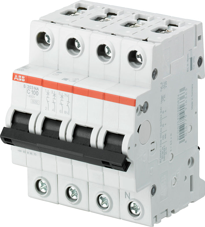 Abb S203 3P+N 80A C-Kurve Sicherungsautomat 6kA - 2CDS253103R0804