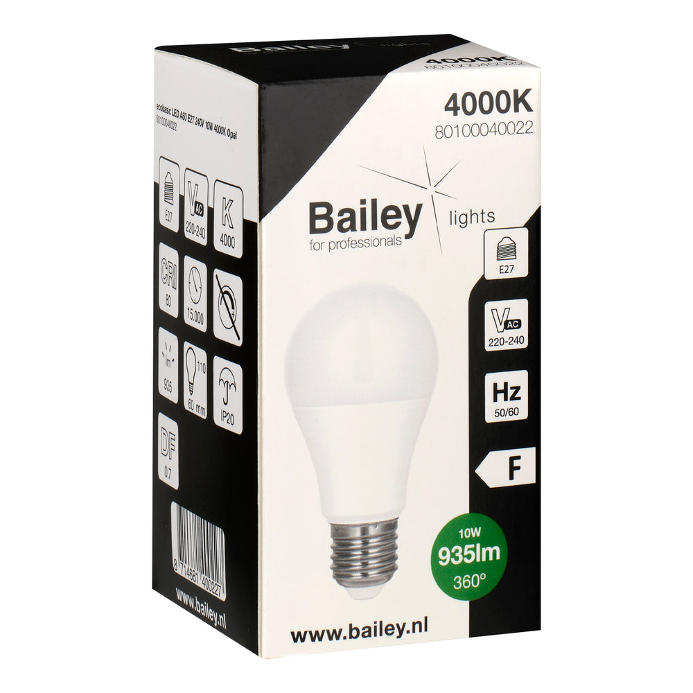 Bailey Ecobasic Led A60 E27 10W 4000K Opal Glühbirne - 80100040022 [2 Stück]