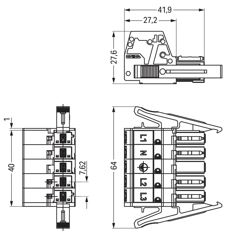 Wago 5-Polige Steckdose Mit Zugentlastungsgehäuse - 831-3105/1019-004 [5 Stück]