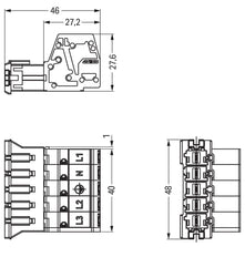 Wago 5-poliger Zugentlastungsstecker 6mm Schwarz - 831-3205/1020-004 [5 Stück]