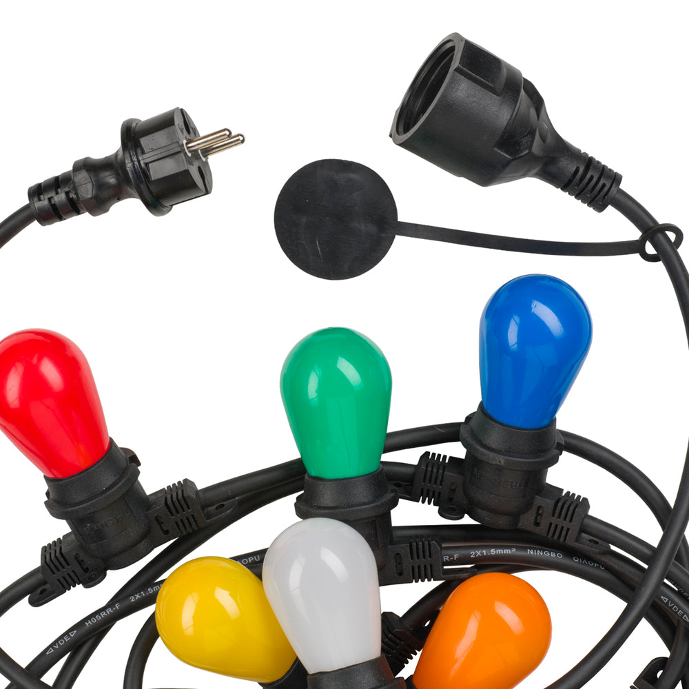 Gewerbliche Qualität E27 Lichterkette 40 Steckdosen 20M IP44 - 145077