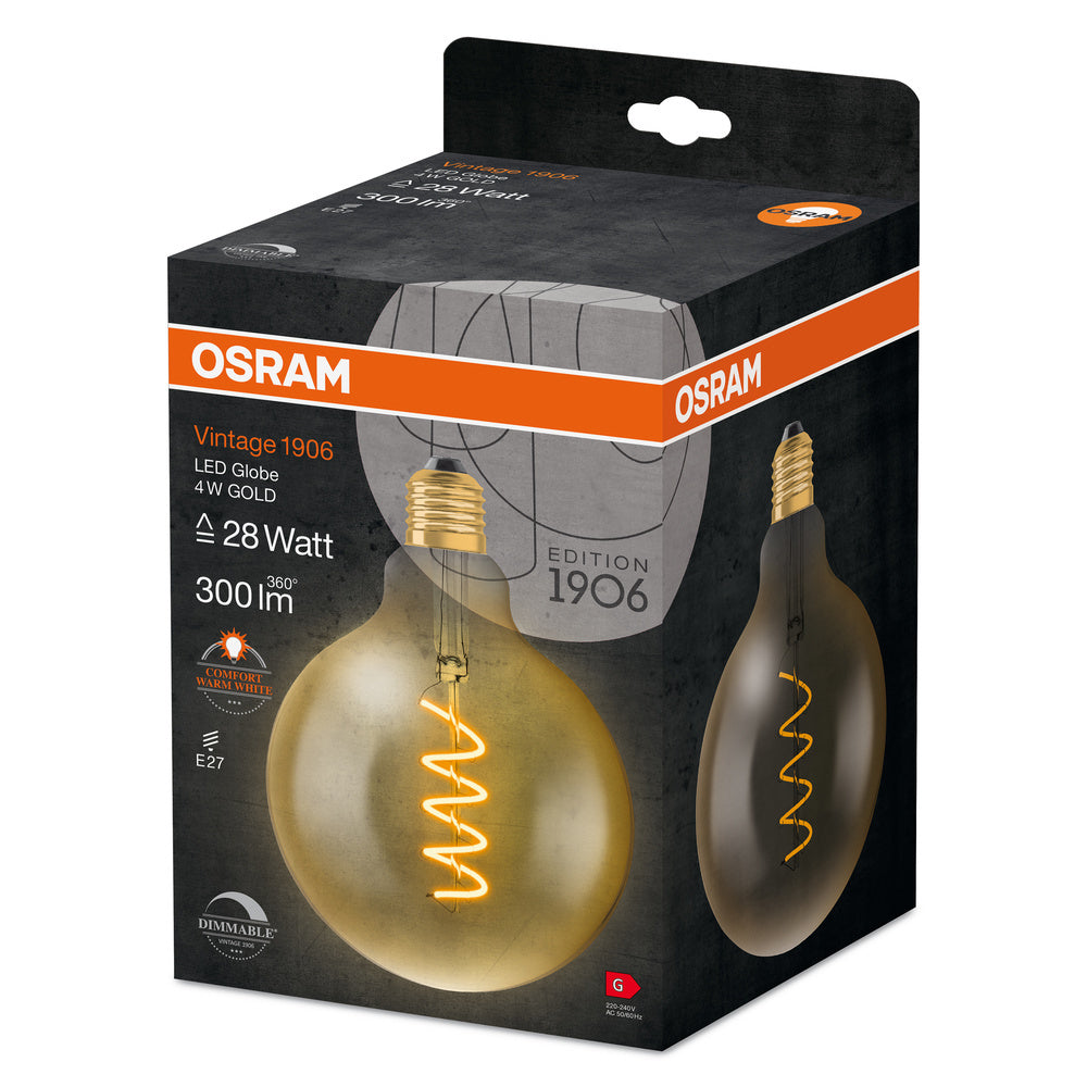 OSRAM Vintage 1906 LED Globe E27 4W Dimmbar Gold - 4058075270008