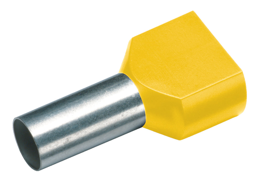 Zwillingsdraht-Endhülse 2x6mm² Gelb 14mm DIN Isoliert - 182480 [100 Stück]
