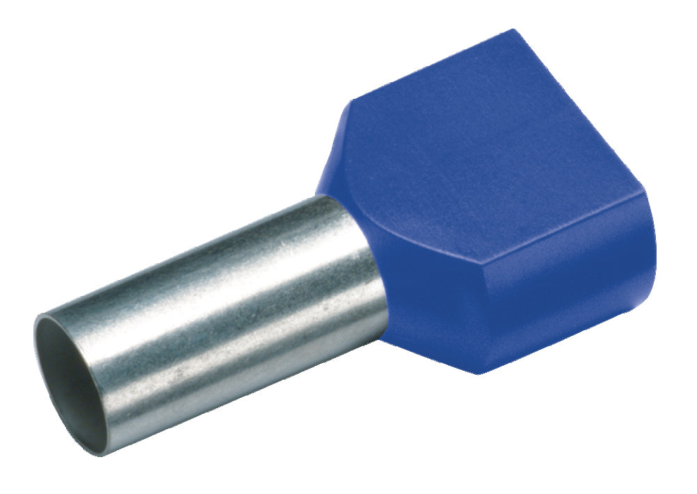 Isolierte Zwillingsdraht-Endhülsen 2x2.5mm Blau 10mm - 182444 [100 Stück]