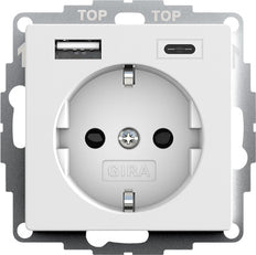 Gira System 55 Dual USB Wall Socket With Child Protection - 245927