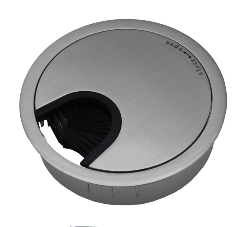 Metall Schreibtisch Kabeldurchführung 80mm Edelstahl Finish - 49.80.016