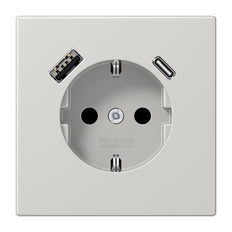 Jung LS990 Wandsteckdose Mit Doppelten USB A C Ladeanschlüssen - LS1520-15CALG