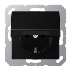 Jung A500 Wall Socket With Protection Cover IP44 16A Black - A1520NBFKIKLSWM