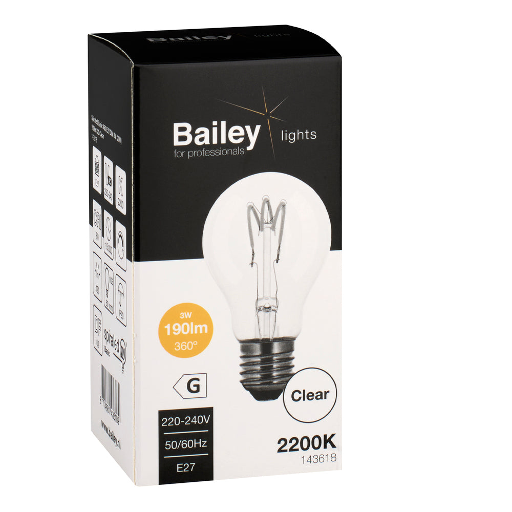 Bailey Spiralförmige Basis A60 E27 3W LED Filamentlampe 2200K - 143618