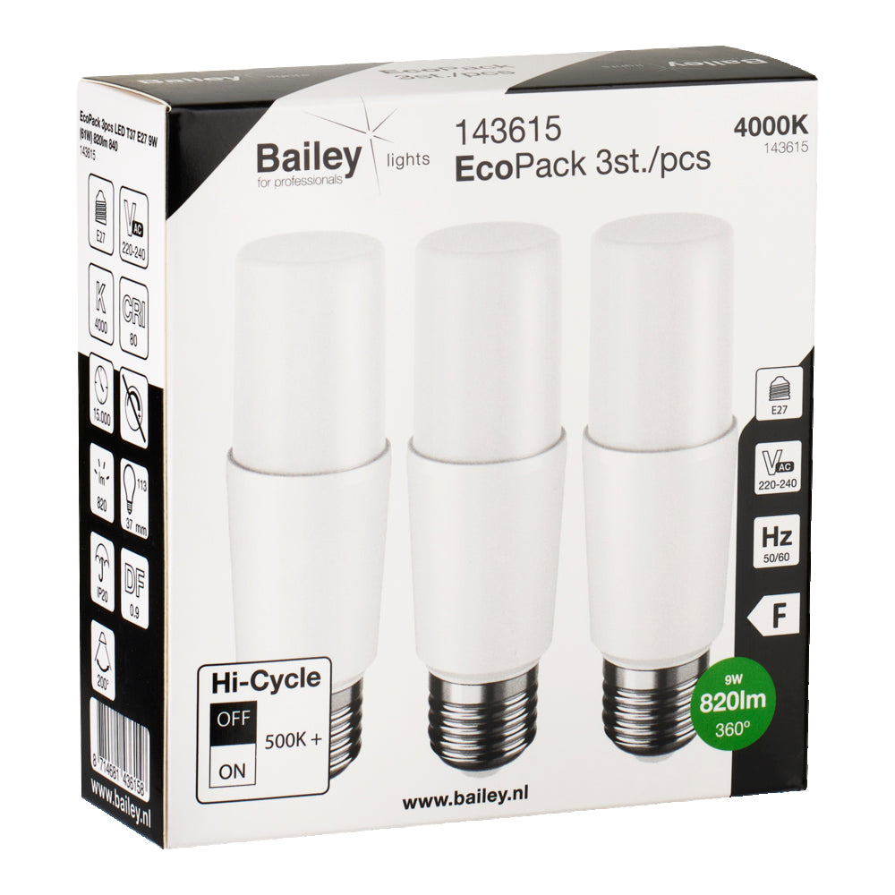 Bailey Ecopack Led T37 E27 9W 4000K - 143615 [3 Stück]