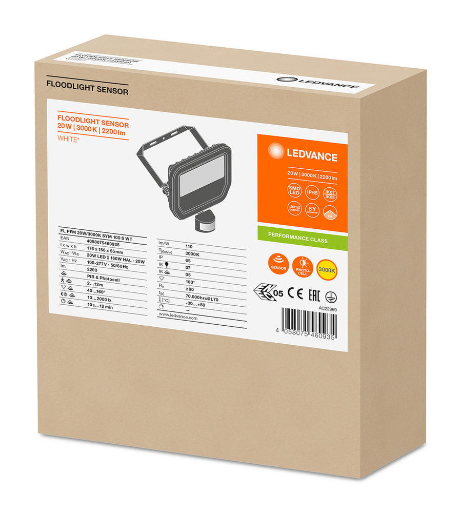 Led Flutlicht 20W 3000K Mit Bewegungsmelder - 4058075460935