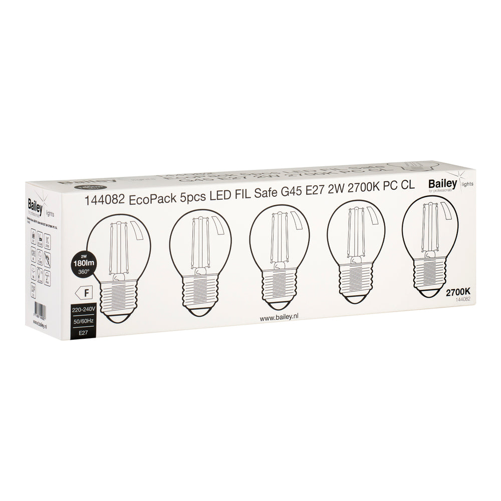 LED Filament Sichere G45 E27 2W Bruchfeste Glühbirne - 144082 [5 Stück]