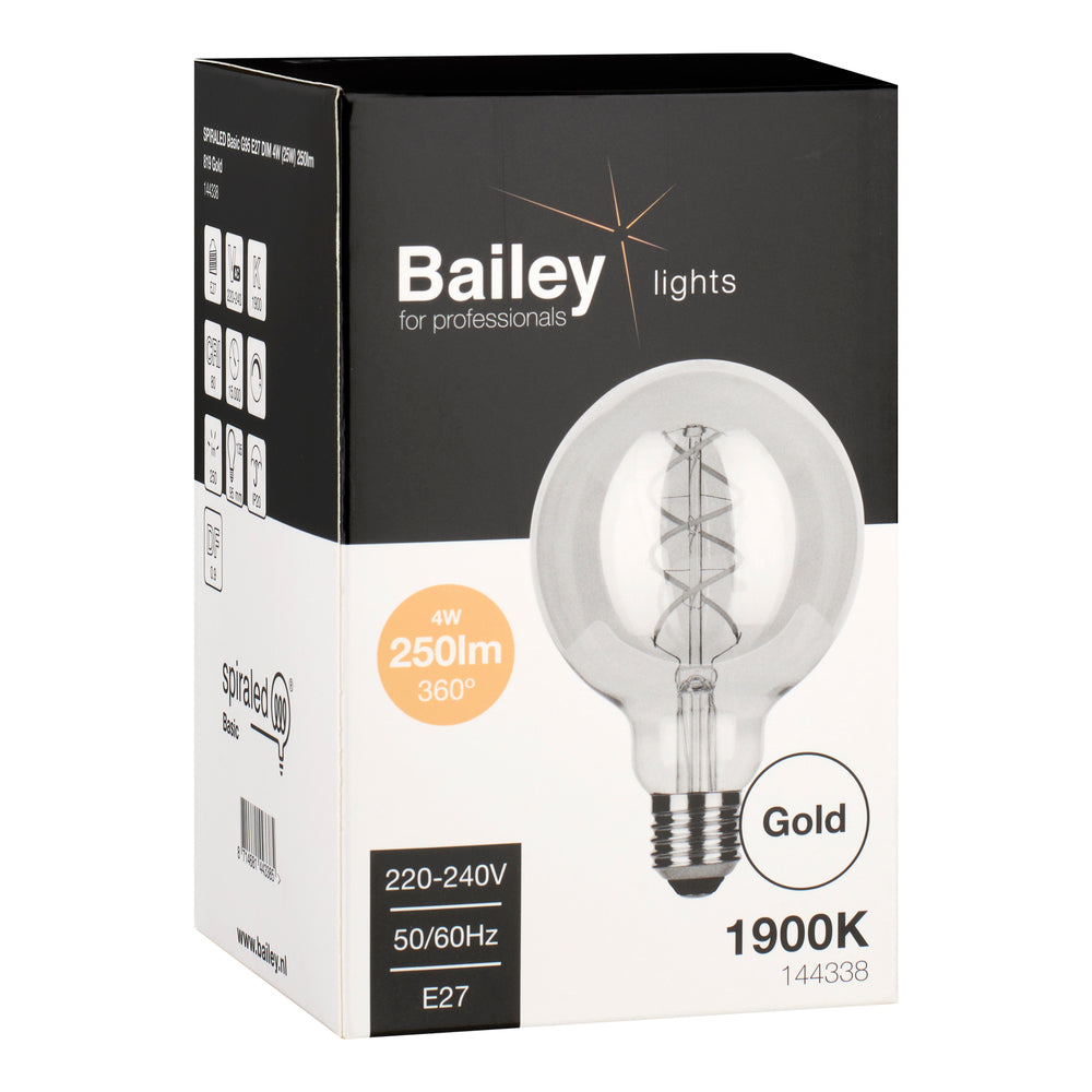 Bailey Spiralförmige Basis G95 LED Filament Globe Lampe E27 4W Gold - 144338