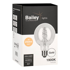 Bailey Spiralförmige Basis G95 LED Filament Globe Lampe E27 4W Gold - 144338