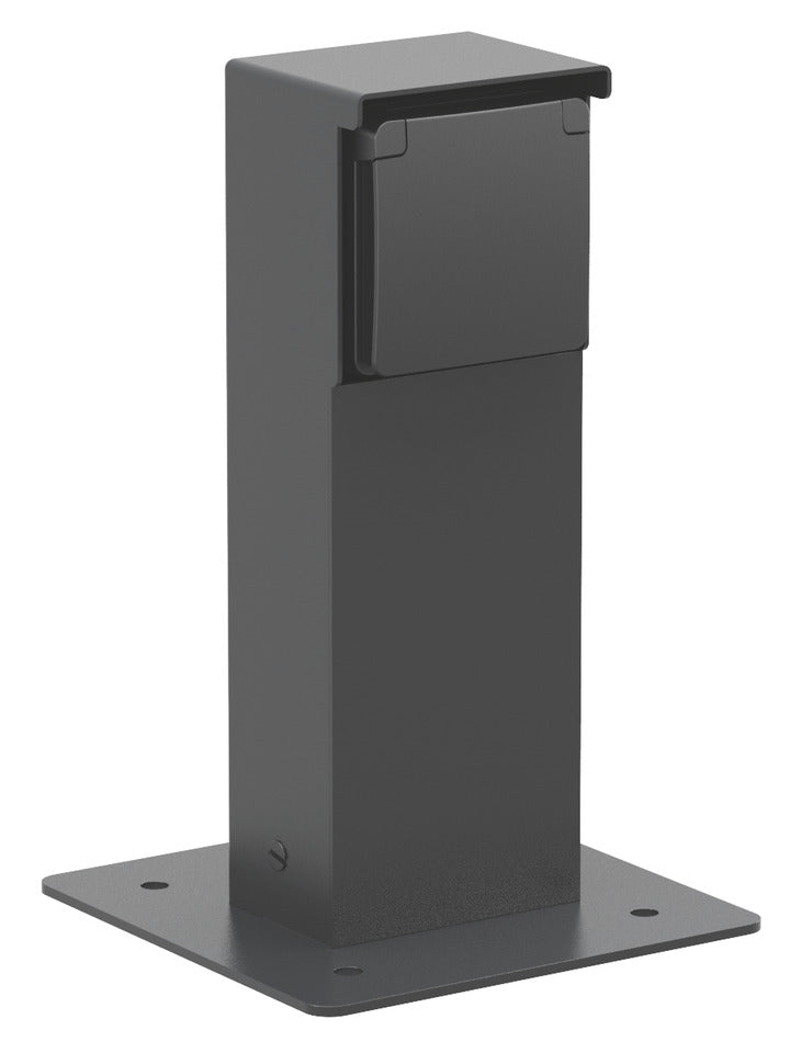 Schwarze Außensteckdose Mit Bodenplatte IP55 - 761-36915