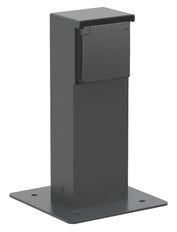 Schwarze Außensteckdose Mit Bodenplatte IP55 - 761-36915