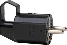 Rechtwinkliger Geerdeter Stecker CEE 7/VII Mit Zugring Schwarz - 170315005 [10 Stück]