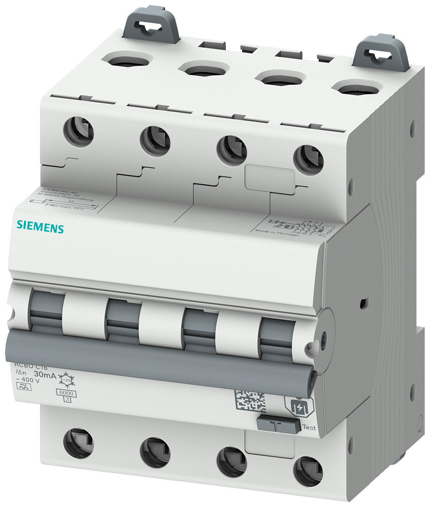 Siemens 4-Pole RCBO Circuit Breaker 16A 30mA Type A - 5SU13467FP16