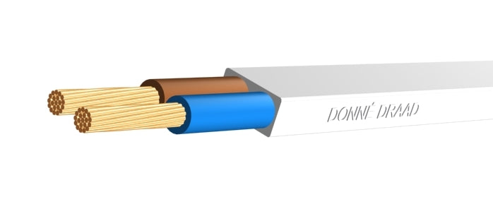Flexibles Vinyl Kabel 2x0.75mm² Flach Weiß Eca - D09477 [100 Meter]
