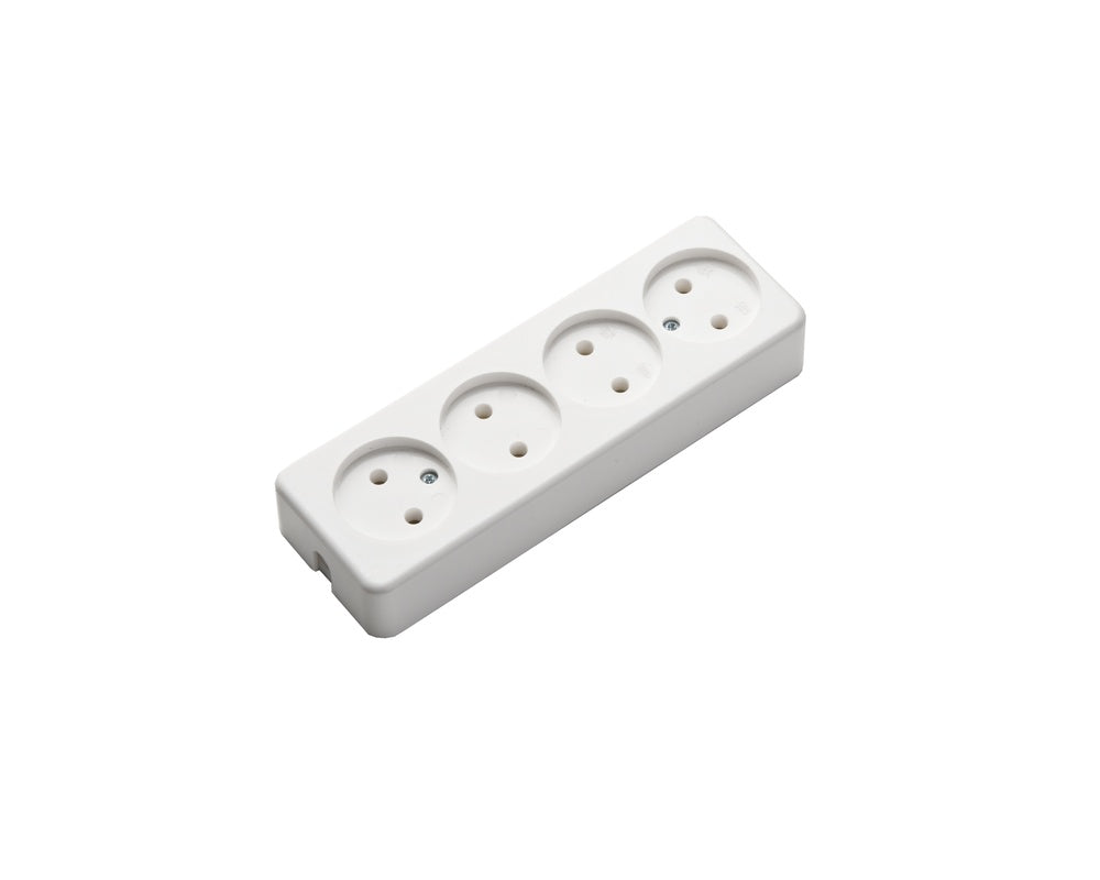 MK 4-Wege Desktop Stromleiste Ohne Erdung 16A Weiß - 509/KWS [2 Stück]