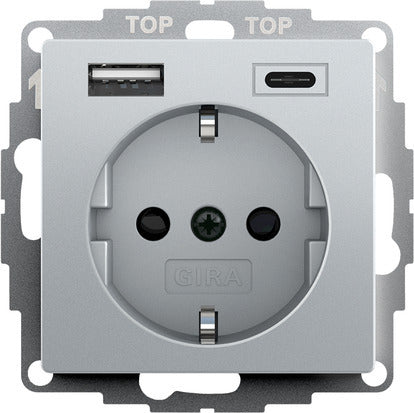 Gira System 55 Doppel Usb Wandsteckdose Aluminium - 245926