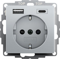 Gira System 55 Doppel Usb Wandsteckdose Aluminium - 245926