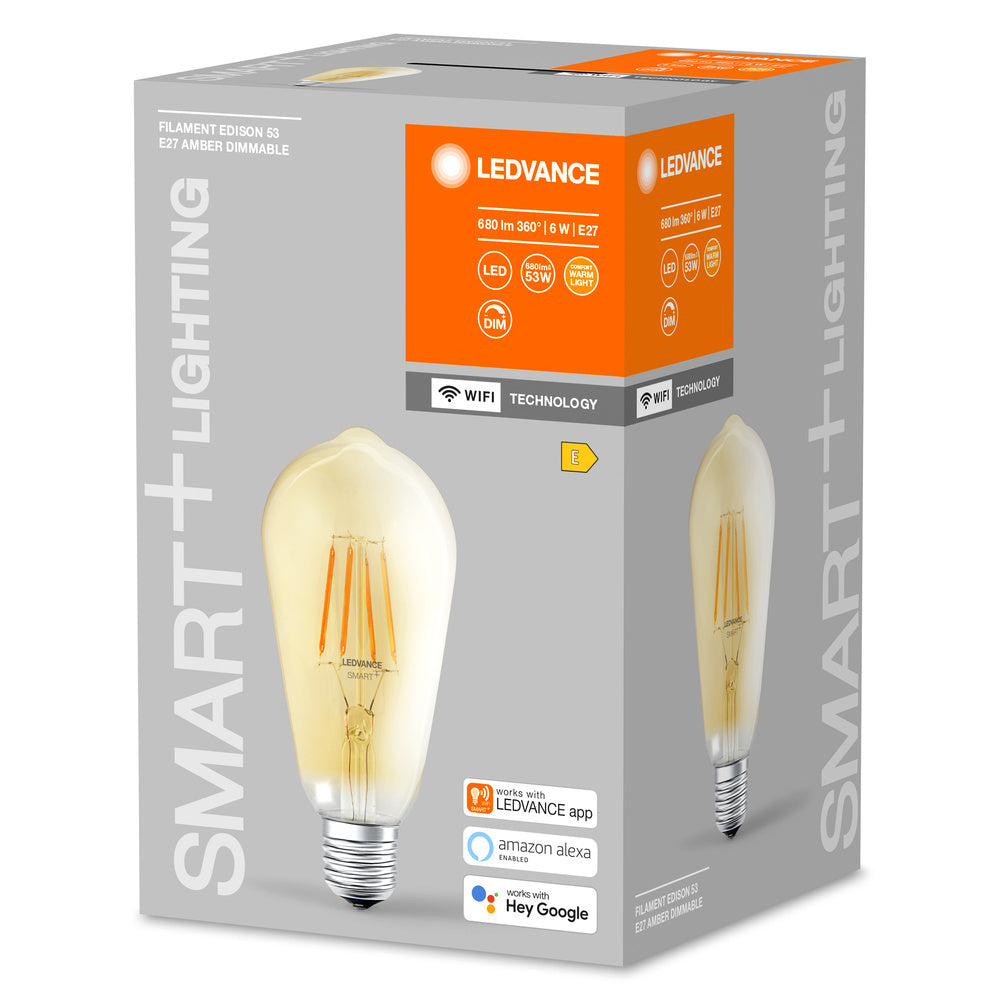 LEDVANCE Smarte WiFi Edison Filament E27 6W 2400K Dimmbar - 4058075610545